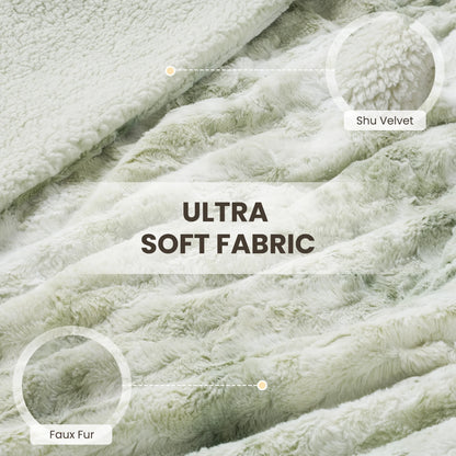 Heated Blanket 72"X84" Faux Fur & Sherpa Electric Blanket with 6 Heat Levels, 10H Timer, LED Display, Machine Washable, Tie-Dye Green