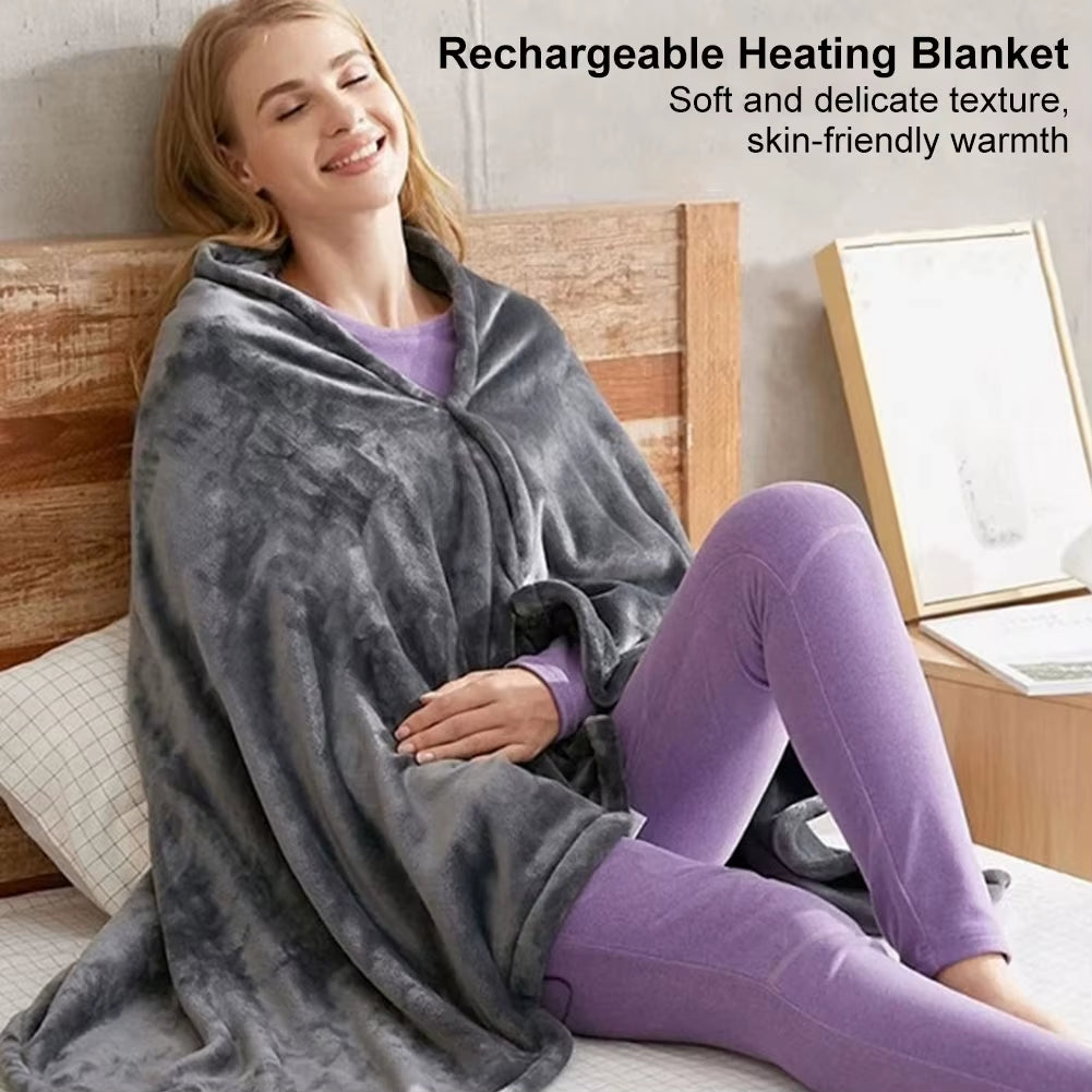 New USB Electric Heated Blanket 3 Heating Levels Fleece Heated Blanket Wearable Heating Lap Blanket for Household and Office
