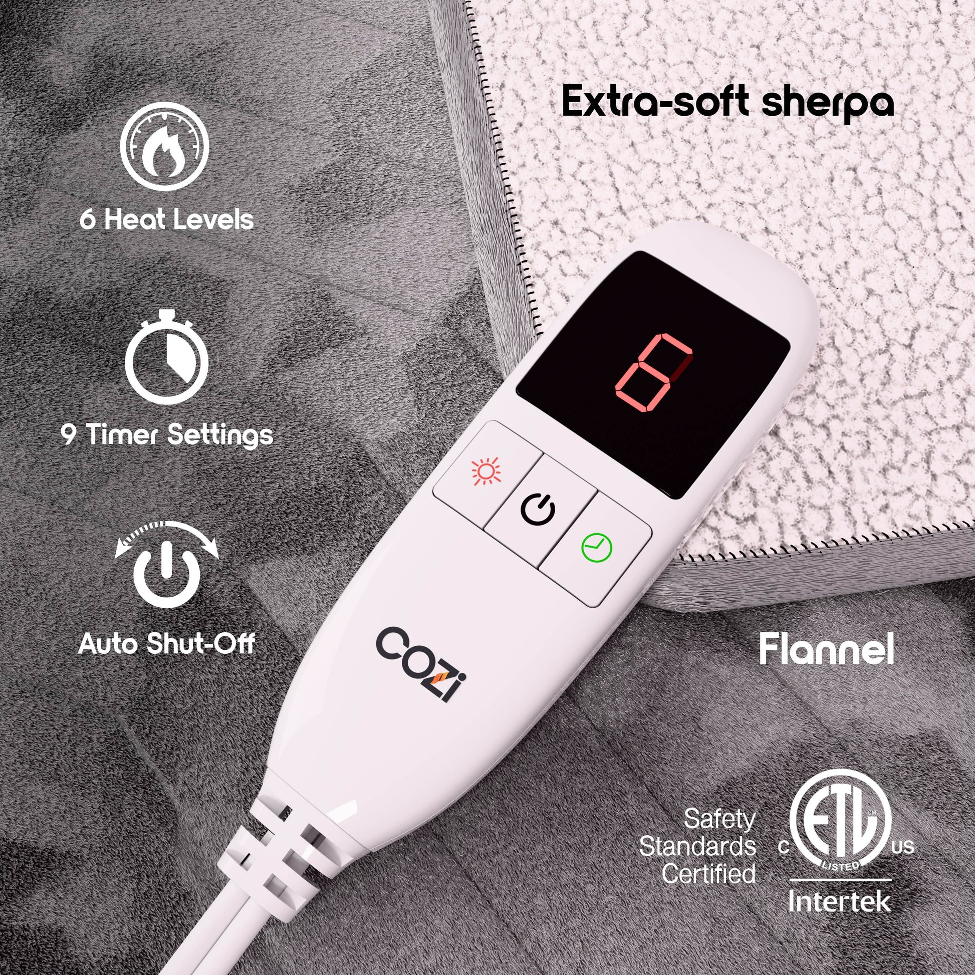 Heated Throw Blanket Super-Soft Sherpa and Flannel Electric Blanket with Adjustable Heat & Time Settings