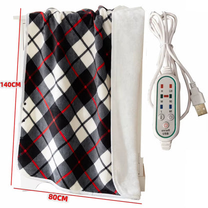 Wearable Heating Electric Blanket Coral Velvet Shawl 3 Heated Level Throw Blanket 5V 2A USB Charging 8 Heated Areas Fast Heating