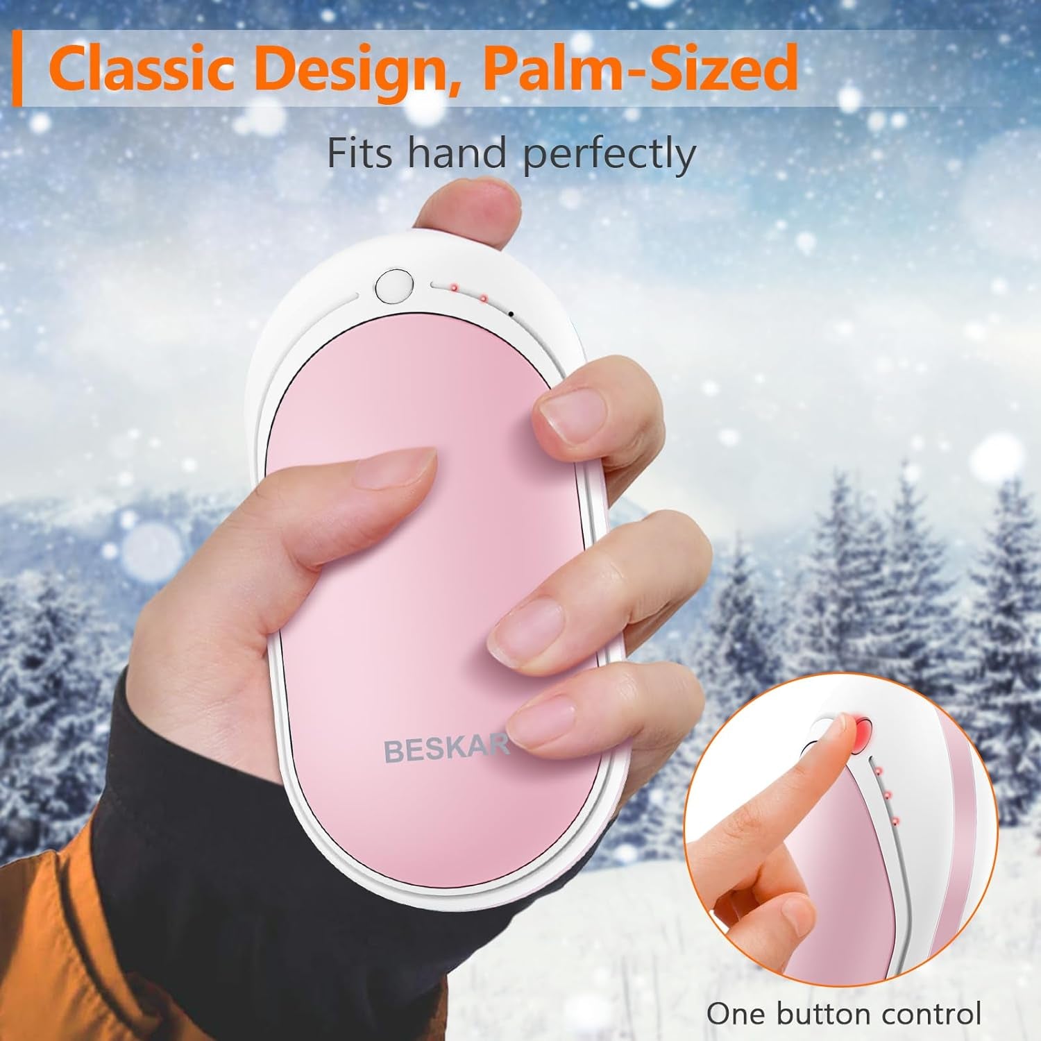 Rechargeable Hand Warmer, 5200Mah Electric Hand Heater, Double-Sided Heating, USB Quick Charge, Portable Pocket Hand Warmer for Outdoor, Golf, Raynauds - Winter Gift