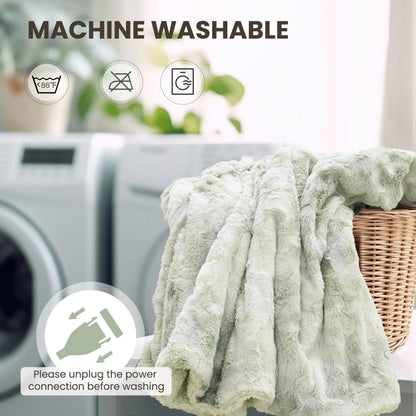 Heated Blanket 72"X84" Faux Fur & Sherpa Electric Blanket with 6 Heat Levels, 10H Timer, LED Display, Machine Washable, Tie-Dye Green