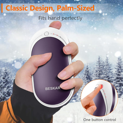 Rechargeable Hand Warmer, 5200Mah Electric Hand Heater, Double-Sided Heating, USB Quick Charge, Portable Pocket Hand Warmer for Outdoor, Golf, Raynauds - Winter Gift