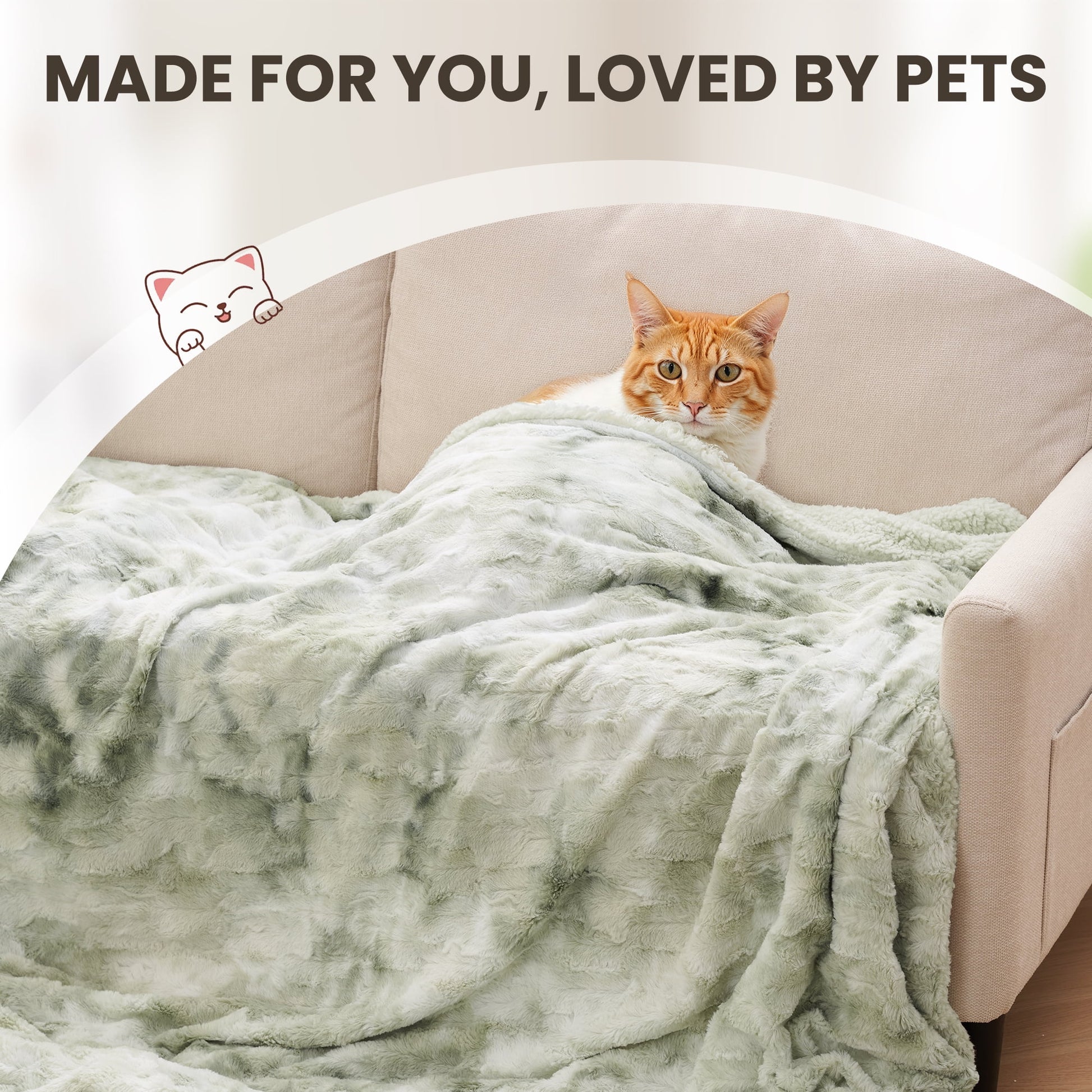 Heated Blanket 72"X84" Faux Fur & Sherpa Electric Blanket with 6 Heat Levels, 10H Timer, LED Display, Machine Washable, Tie-Dye Green