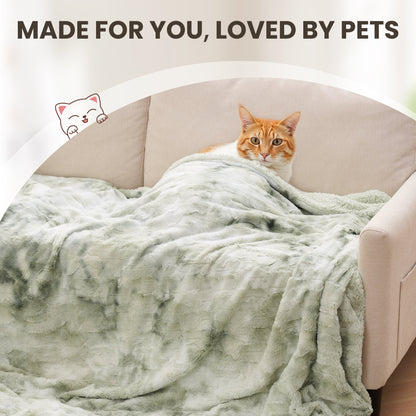 Heated Blanket 72"X84" Faux Fur & Sherpa Electric Blanket with 6 Heat Levels, 10H Timer, LED Display, Machine Washable, Tie-Dye Green