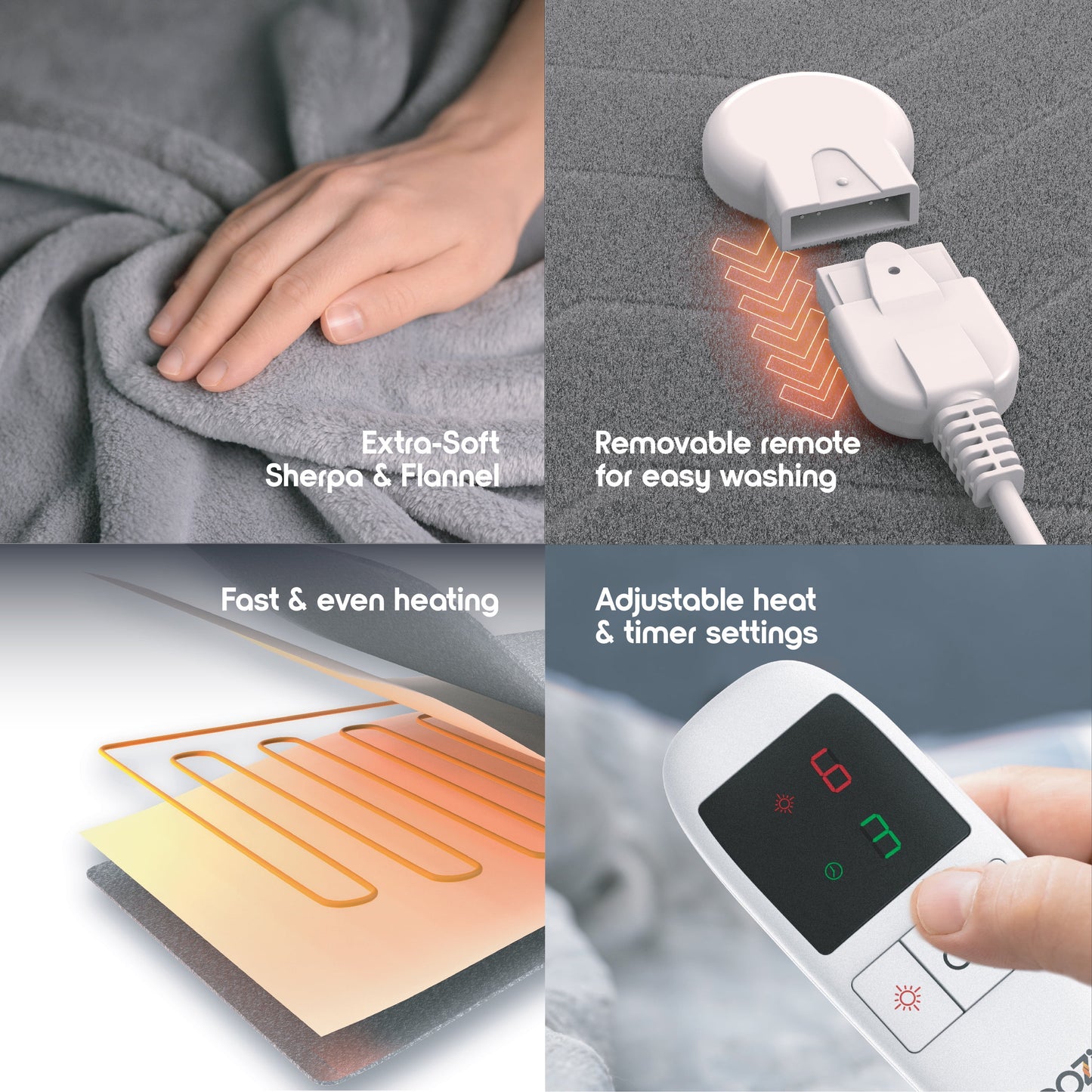 Heated Throw Blanket Super-Soft Sherpa and Flannel Electric Blanket with Adjustable Heat & Time Settings