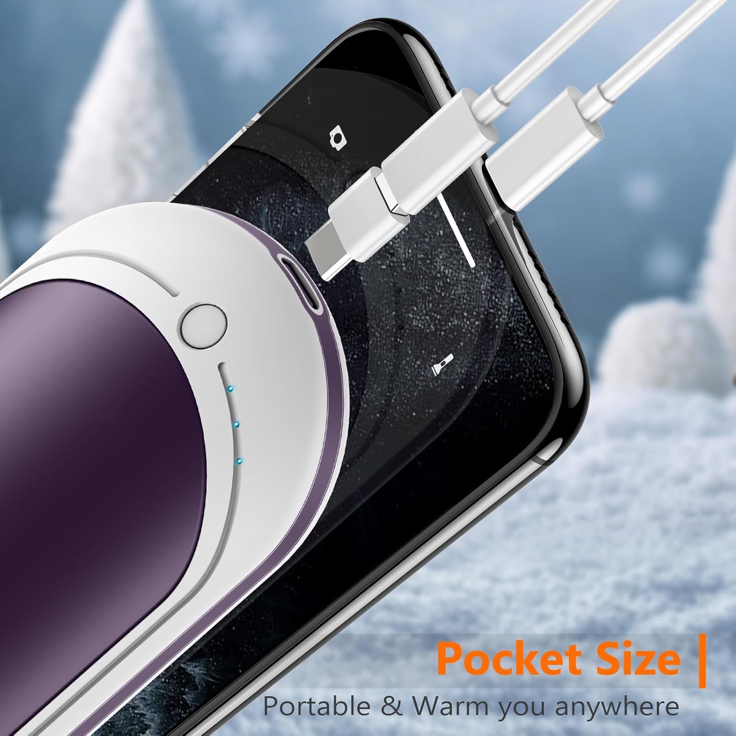 Rechargeable Hand Warmer, 5200Mah Electric Hand Heater, Double-Sided Heating, USB Quick Charge, Portable Pocket Hand Warmer for Outdoor, Golf, Raynauds - Winter Gift