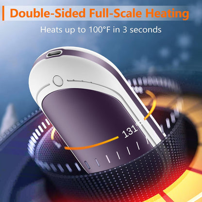 Rechargeable Hand Warmer, 5200Mah Electric Hand Heater, Double-Sided Heating, USB Quick Charge, Portable Pocket Hand Warmer for Outdoor, Golf, Raynauds - Winter Gift